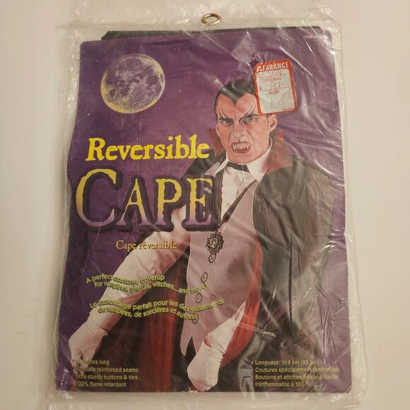 Vintage Vampire Halloween Cape Reversible 90's Old new stock Adult Sealed - Picture 1 of 7